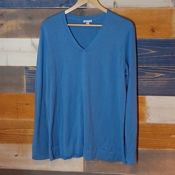 J.Jill silk and cotton sweater L tall blue - Picture 1 of 7